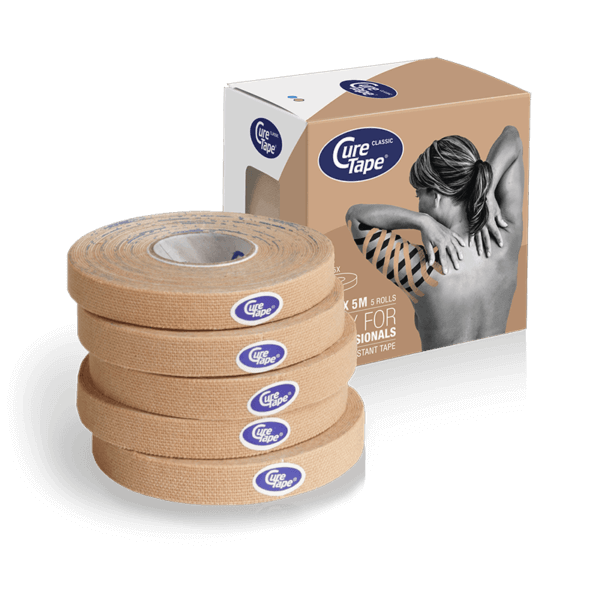 curetape-classic-kinesiology-tape-product-beige-1cm-x-5m-5-single-roll-with-box-packaging-lr-image1