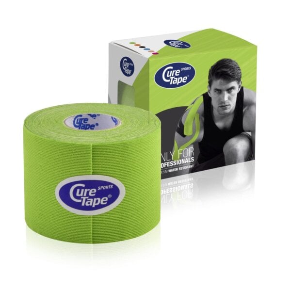 curetape-Intro-offer-kinesiology-tape-product-sports-lime-green-5cm-x-5m-5-single-roll-with-box-packaging-lr-image